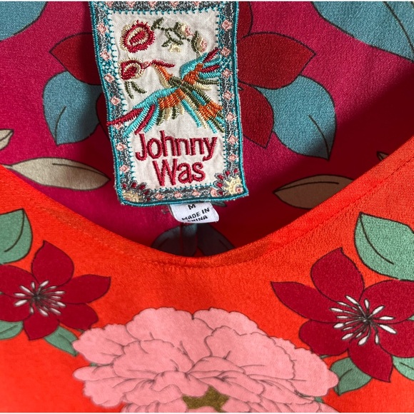 NEW JOHNNY WAS 100% silk NEW blouse top long sleeve, womens Medium embroidered - Picture 4 of 7